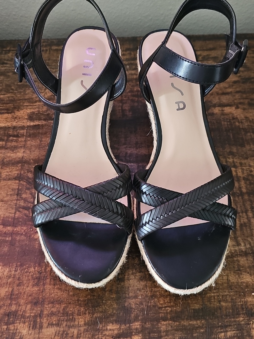 Unisa Black Wedge Sandals - 8.5